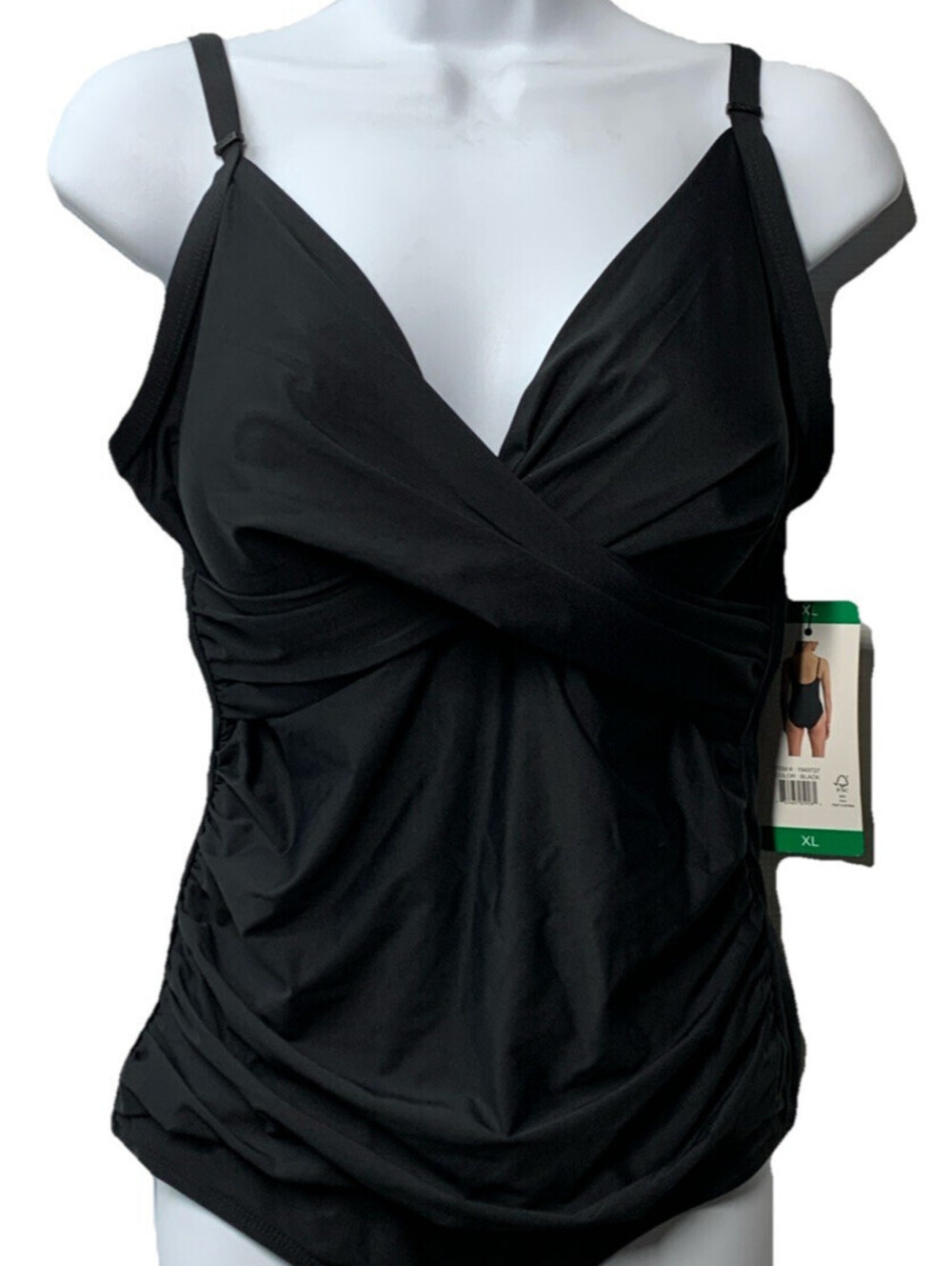 DKNY DIZMS559 Sport Women's One-piece Swimsuit Fully Lined Black Color Size XL